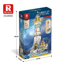 Lade das Bild in den Galerie-Viewer, Reobrix 66028 - Mittelalterlicher Leuchtturm m. Licht - Neu - 3228 Teile - OVP