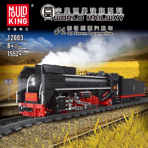 Mould King 12003 - RC QJ Dampflokomotive mit Motor, Schienen und Licht freeshipping - Happybausteine