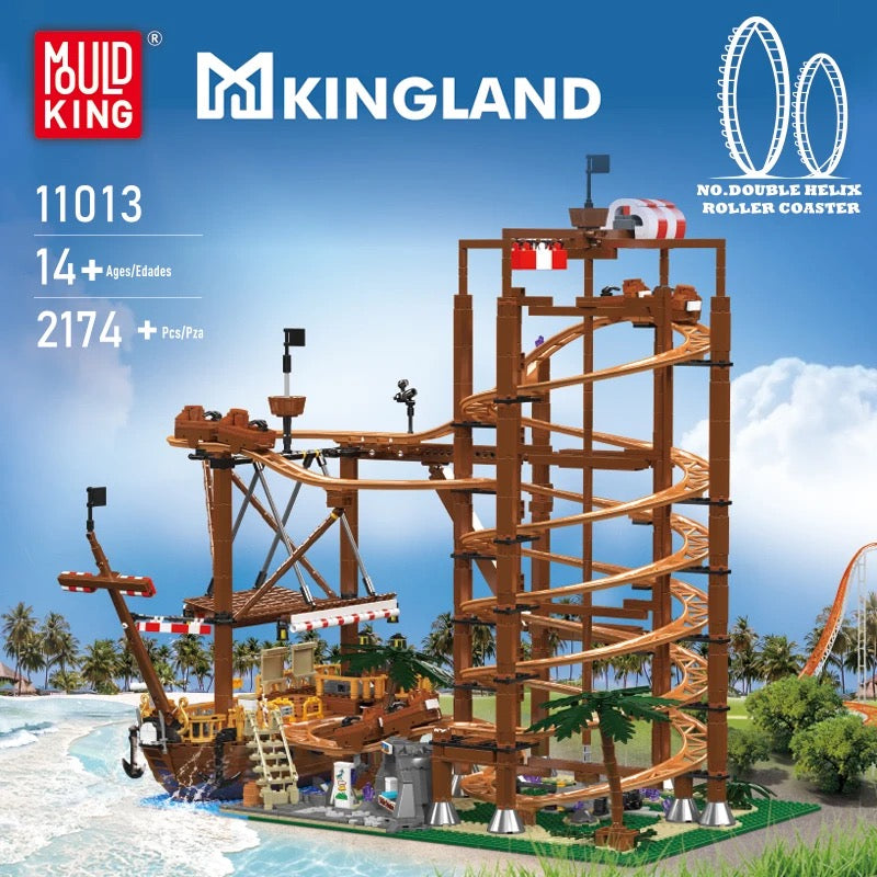 Mould King 11013 - Holzachterbahn mit Motor - Neu - 2174 Teile - OVP