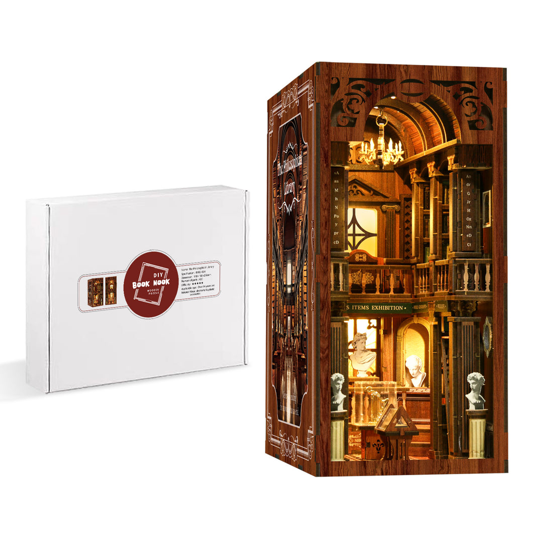 Book Nook - 3D Miniaturhaus - DIY - The Philosophical Library inkl. Licht