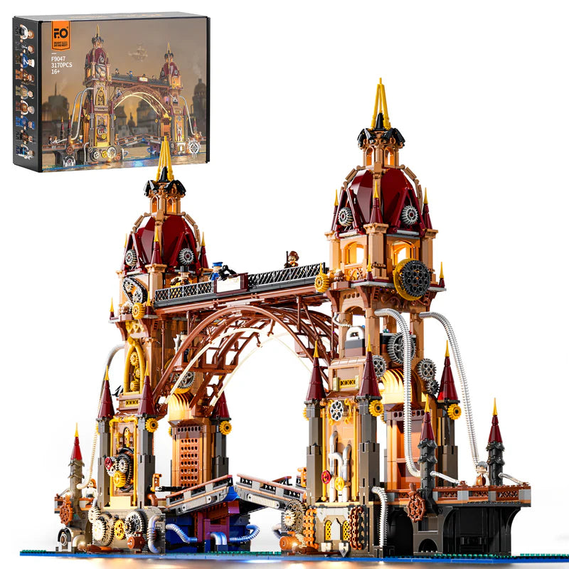 Funwhole F9047 - Steampunk City Bridge m. Beleuchtung - Neu - 3170 Teile - OVP