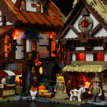 Lade das Bild in den Galerie-Viewer, Funwhole F9015 - Mittelalterlicher Markt m. Beleuchtung - Neu - 2614 Teile - OVP
