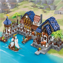 Lade das Bild in den Galerie-Viewer, Jie Star 89152 - Mittelalterlicher Hafen + Licht - Neu - 2979 Teile - OVP
