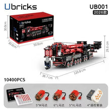 Lade das Bild in den Galerie-Viewer, Ubricks UB001 - Liebherr LTM 11200 Kran inkl. Motor rot - Neu - 10400 Teile - OVP
